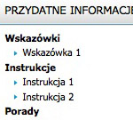 STANDARD UNIWERSALNY - Menu numer 5 jako lista informacji dodatkowych