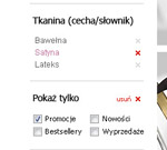 Lista towarów - dowolny zestaw filtrów do zawężania listy znalezionych towarów