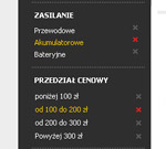 STANDARD Narzędzia - dowolny zestaw filtrów do zawężania listy znalezionych towarów