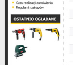 STANDARD Narzędzia - boks ostatnio oglądanych towarów oraz menu informacji dodatkowych