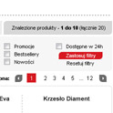 Filtrowanie listy - dzięki filtrom klient może zawęzić listę towarów do tych, które go interesują, zestaw filtrów tworzysz samodzielnie