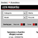Filtrowanie listy towarów - pozwala na bardziej precyzyjne wyszukiwanie po innych kryteriach dla każdego działu