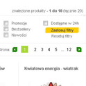 Filtrowanie towarów - dowolny zestaw filtrów do zawężania listy znalezionych towarów