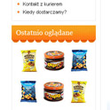 Menu informacji i towary ostatnio oglądane - podręczne boksy pozwalają trafić do najważniejszych informacji i wracać szybko do oglądanych wcześniej towarów